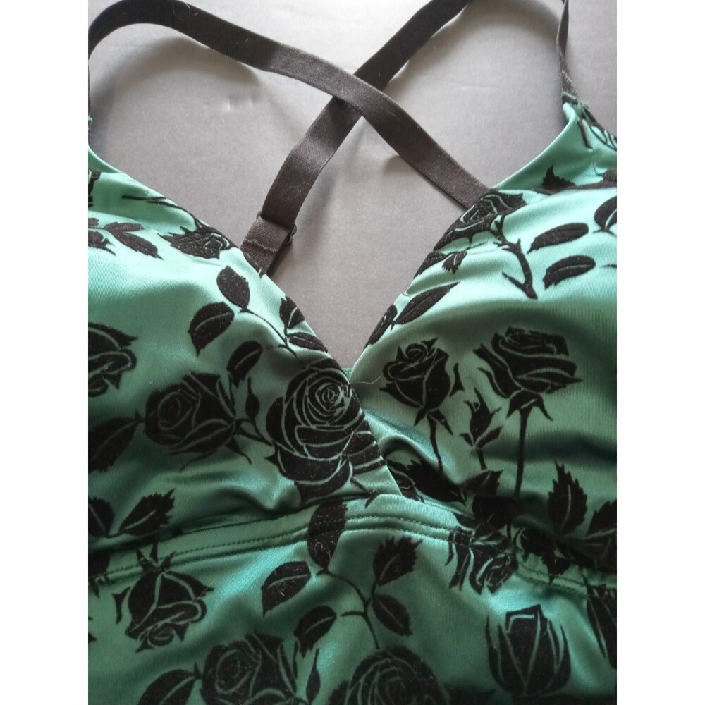 Torrid Lightly Lined Flocked Green & Black Shine Bralette Bra 4 or 26 Plus - Picture 7 of 14